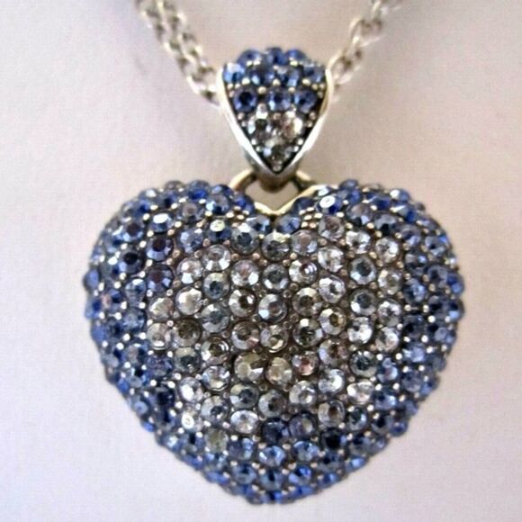 Brighton, love is all you need Blue and Silver Heart Pendant Necklace - Picture 11 of 13
